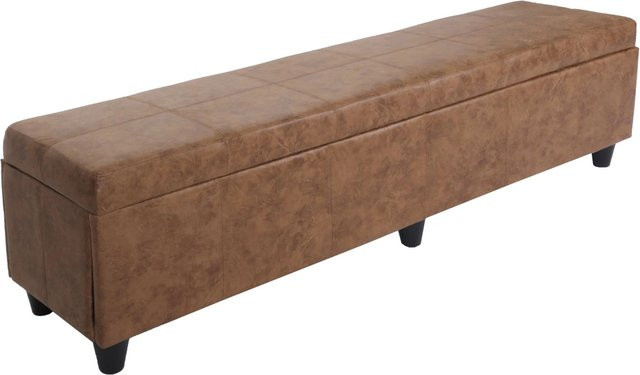 MCW Aufbewahrungstruhe Sitzbank Kriens XXL in Braun aus Wildlederimitat, B/T/H: 180 x 45 x 45 cm - Bild 2
