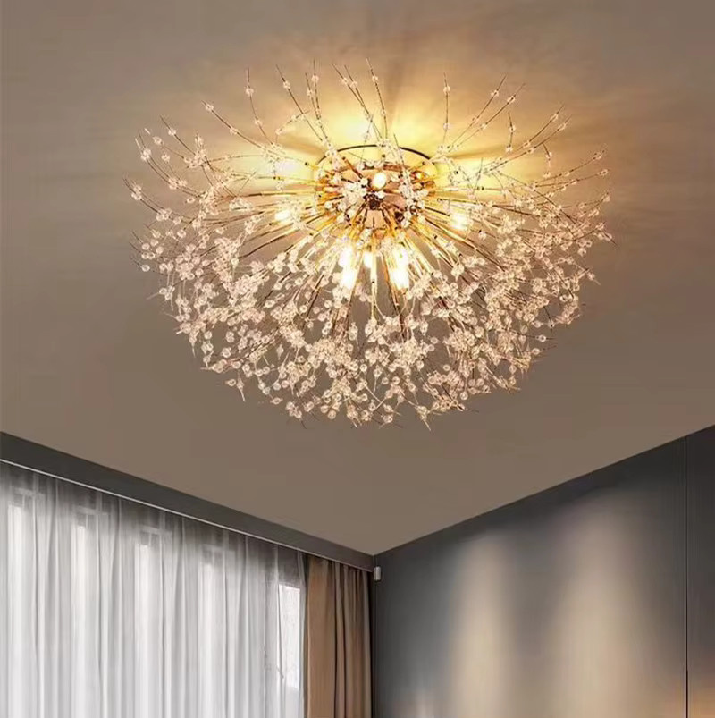 HomeLover Postmoderner Baumzweig-Kronleuchter aus Metall und Kristall in Transparent mit warmweißem Licht - Bild 2