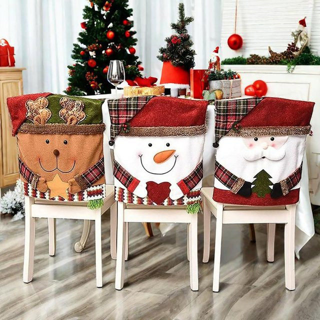 Aihogard Weihnachtsstuhlabdeckungen für Esszimmerstühle, Mehrfarbig, Textil - Bild 1