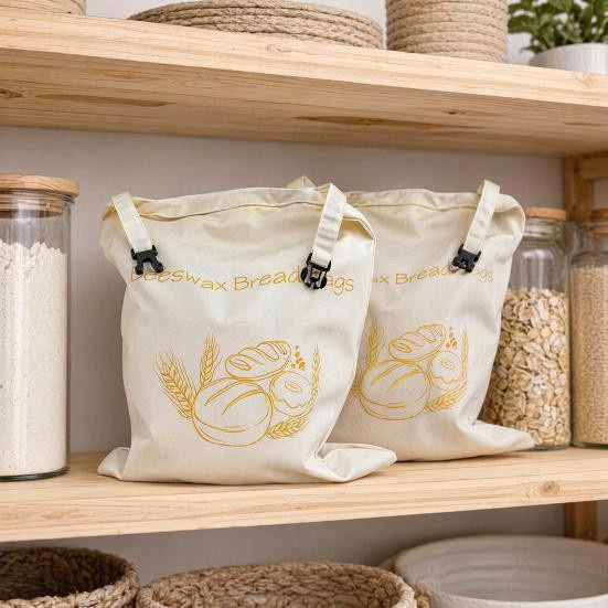Amusedly Bienenwachs Brotbeutel wiederverwendbar in Beige - Bild 2