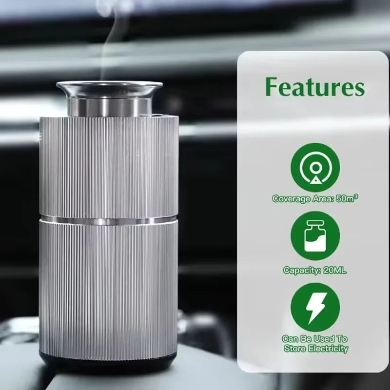 NAMASTE Aromatherapie-Diffusor aus Metall mit USB-Aufladung in Schwarz oder Silber, minimalistisches Design für ätherische Öle - Bild 2