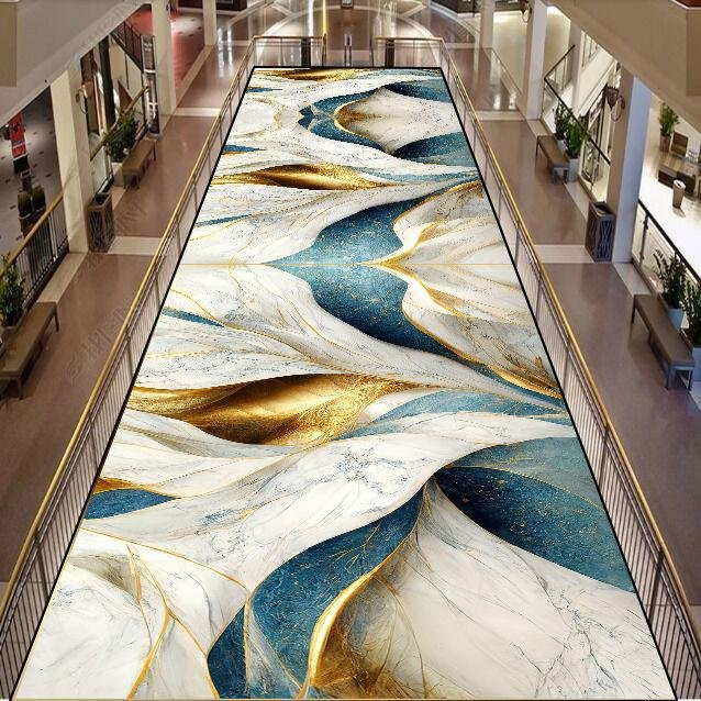JGJG Teppich mit abstraktem Marmor-Design in Gold und Multicolour, rutschfest und waschbar, B/T: 160 x 200 cm - Bild 1