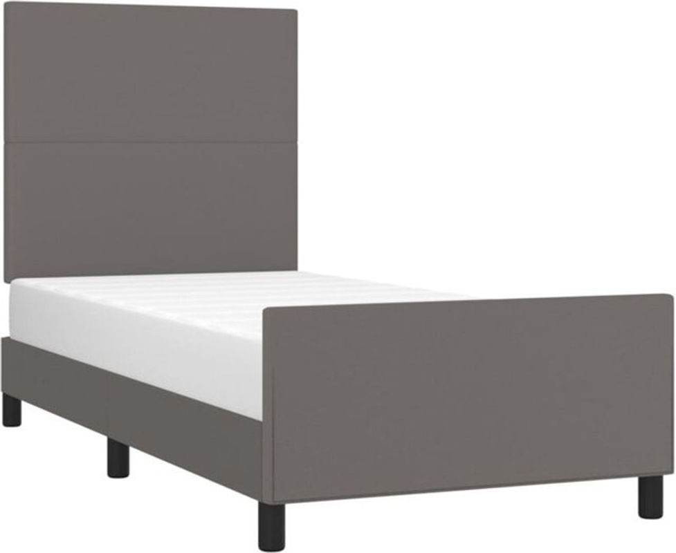 Polsterbett mit Kopfteil von vidaxl in Grau aus Kunstleder und Massivholz, B/T/H: 80 x 200 cm - Bild 1