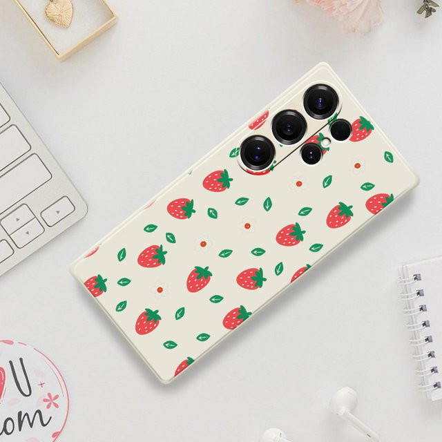 Handyhülle mit Erdbeermuster für Samsung Galaxy A56 A55 A54 A53 A52 A51 A35 A34 A32 A31 A25 A23 A22 5G 4G Soft Cover in Multicolour - Bild 1