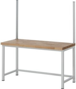 Rau System-Stützenpaar aus Aluminium in Weiß zur Montage auf Massiv-Arbeitsplatten mit 40 mm Stärke und einer Nutzhöhe von 140 cm - Bild 1