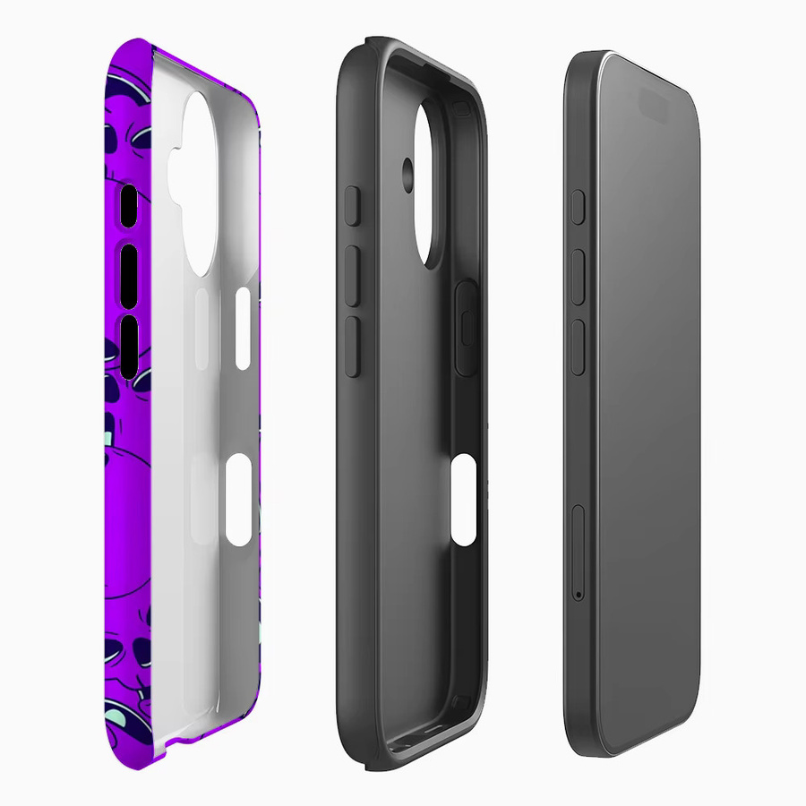 Handyhülle mit lila Totenköpfen für Apple iPhone 11 bis iPhone 17 Pro Max Plus mit doppelschichtiger Rückseite - Bild 2