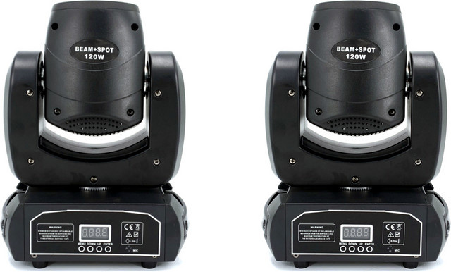 HYULIGHTS 2er-Set Mini LED Moving Head Light 120W Beam Spot mit 8 rotierenden Prismen, RGB, Schwarz - Bild 1