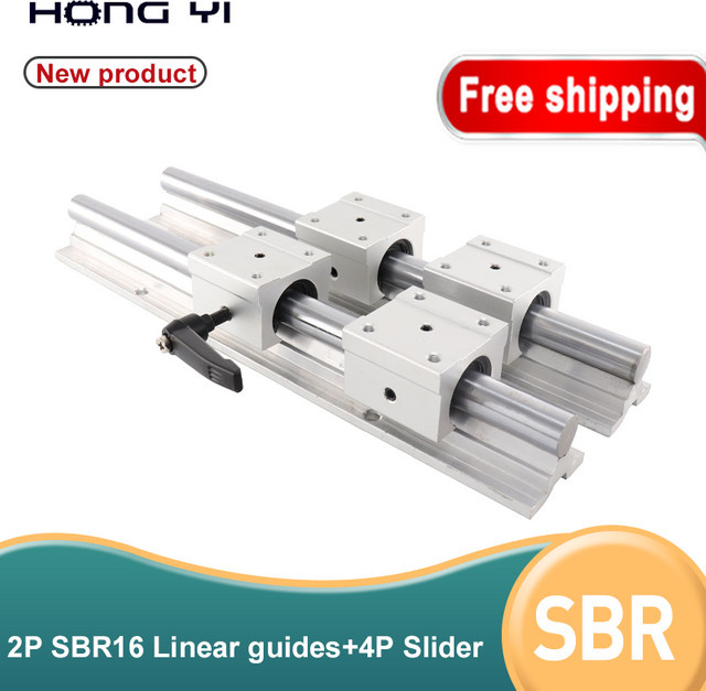 HANPOSE SBR16 Linearschiene Set mit SBR16UU Linearlager Blöcken für CNC Maschinen, Farbe: Silber, 2 Stück - Bild 1