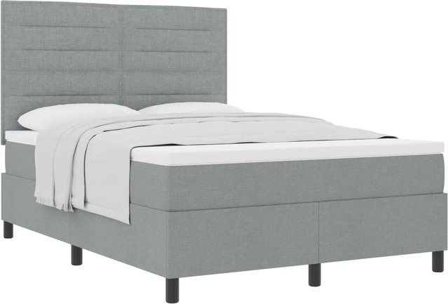 vidaXL Boxspringbett mit Matratze und Taschenfederkern in Hellgrau, B/T: 140 x 200 cm - Bild 1