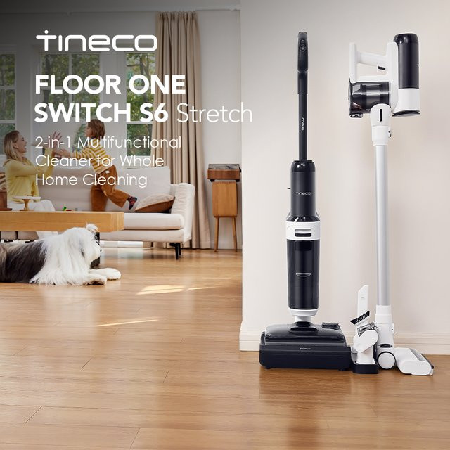 Tineco Floor ONE Switch S6 Stretch Nass-Trocken-Staubsauger in Weiß mit 180 Grad flacher Bauweise, Edge Cleaning und 21kPa Saugkraft - Bild 1