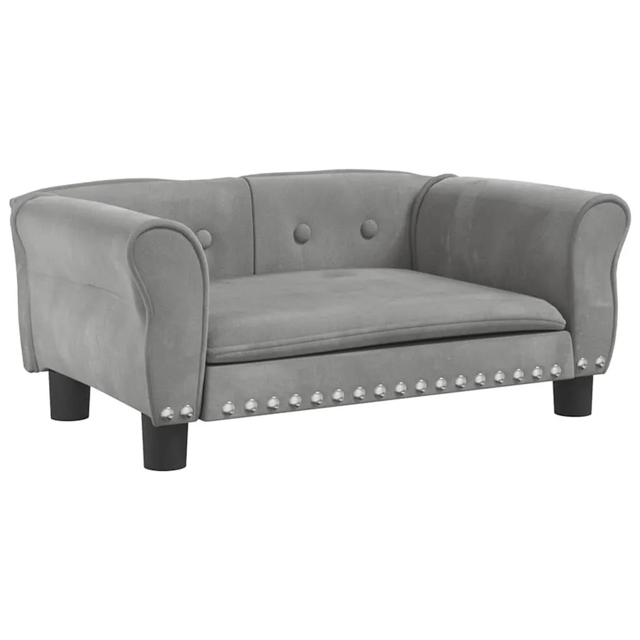 vidaXL Hundebett Sofa aus Samt in Hellgrau, B/T/H: 70 x 45 x 30 cm - Bild 2