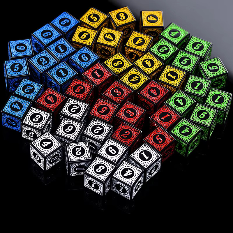 Acryl-Würfelset D6 mit Gravurmuster, 50-teiliges Set, Dungeons and Dragons, mehrfarbig - Bild 4