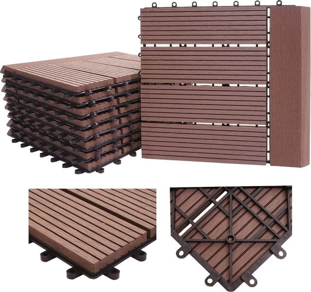 MCW WPC Bodenfliese Sarthe mit Abschluss in Holzoptik, Farbe Braun, 11 Stück à 30 x 30 cm, B/T: 30 x 30 cm - Bild 1