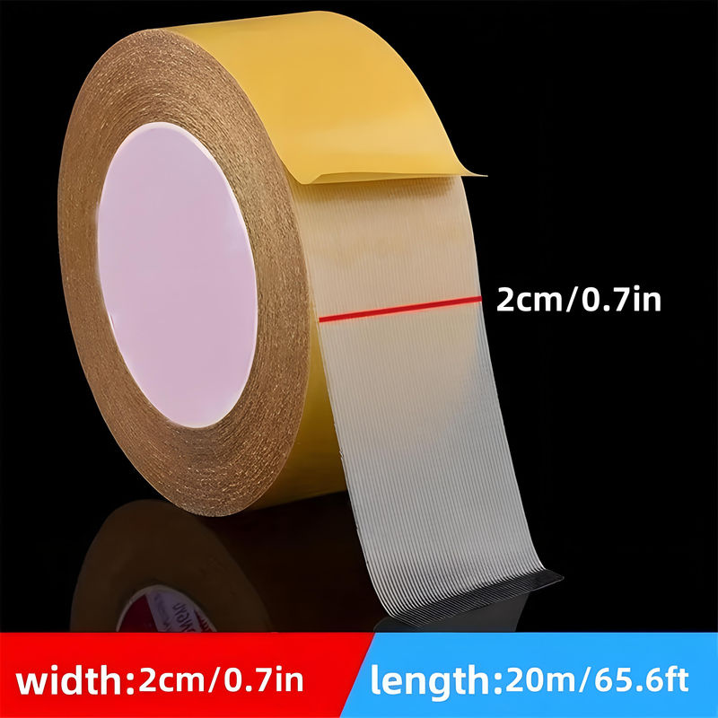 Transparentes Hochleistungs-Doppelklebeband mit Fiberglasgewebe für Wände und Glas, wasserdicht, Breite: 2 cm, Länge: 5 m - Bild 3