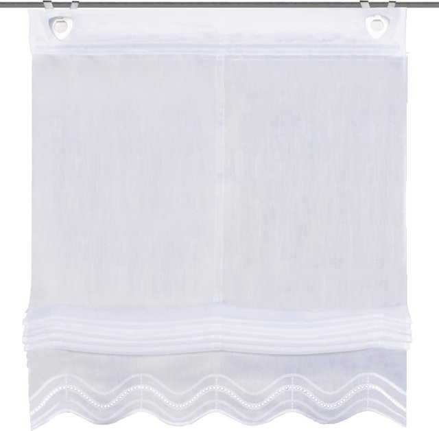 Raffrollo Heine Home aus Batist in Weiß und Transparent mit Easy Fix-Fensterhaken, Breite: 140 cm, Höhe: 45 cm - Bild 1