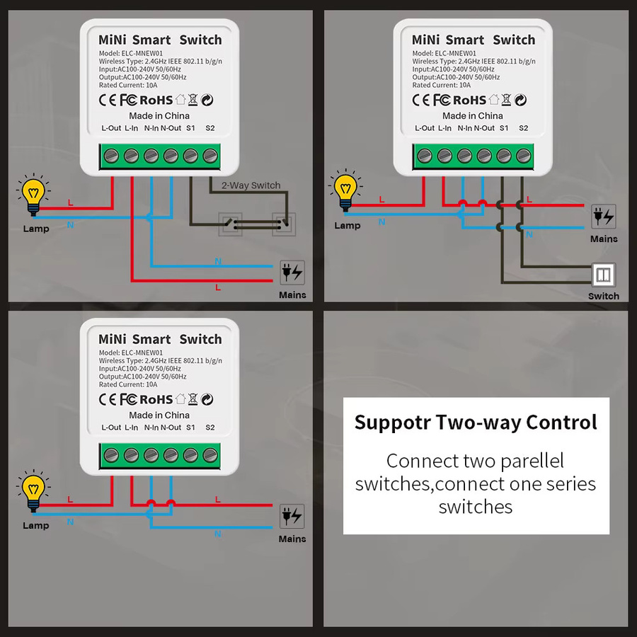 eWelink Wifi Smart Switch Modul 2-Wege Mini Relais Breaker Timer in Weiß mit Alexa Google Home Assistant Unterstützung - Bild 5