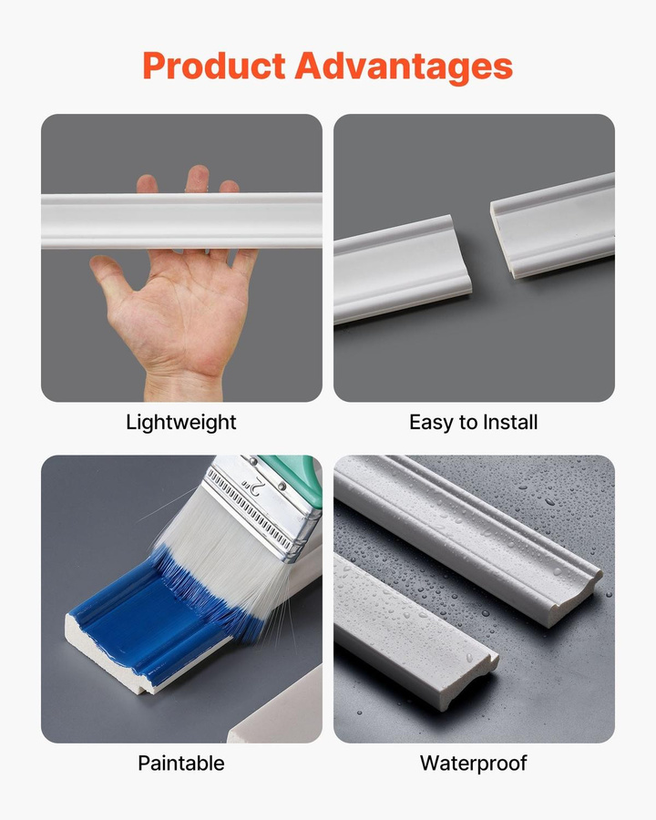 Wandleisten-Set aus Polystyrol von Buying Solutions, MB in Weiß zur Wandverkleidung und Akzentwandgestaltung für dein Wohnzimmer - Bild 4