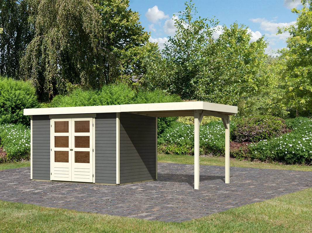 KARIBU Gartenhaus Trundholm 2 in Terragrau ohne Boden - Bild 2