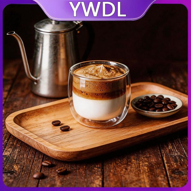 YWDL Glas-Kaffeebecher aus hitzebeständigem Hochborosilikatglas, transparent, 300 ml - Bild 1