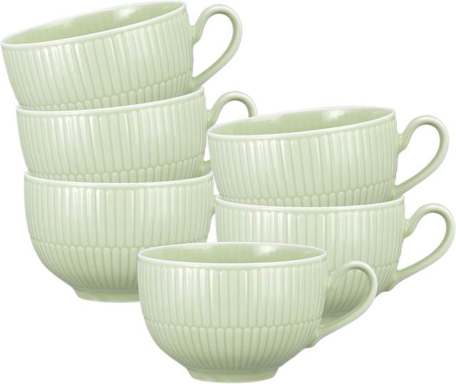 Seltmann Weiden Milchkaffeetassen Amina aus Keramik, Grün, 6er Set, 0,35 l pro Tasse - Bild 1