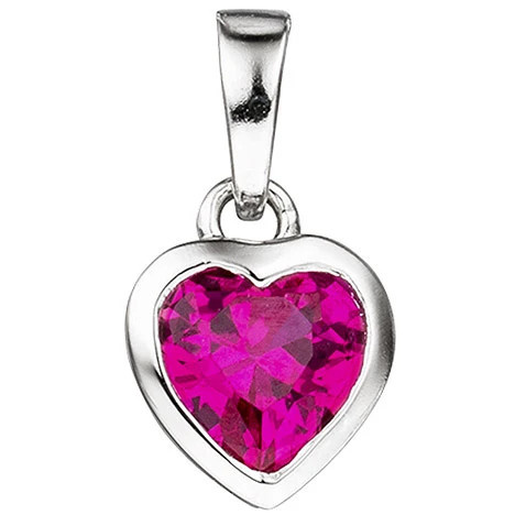 Colkid Anhänger Herz, 925 Silber, Zirkonia, pink, Kinder - Bild 1