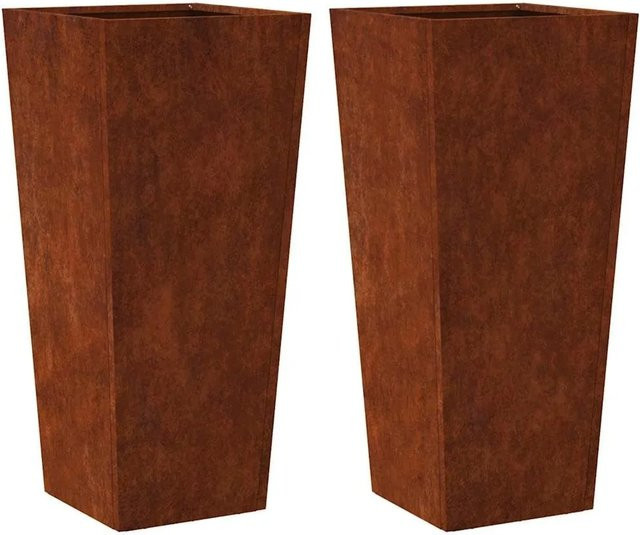 2er-Set vidaXL Pflanzkübel aus wetterfestem Stahl in Braun, H x B x T: 75 x 35 x 35 cm - Bild 1