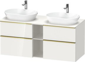 Duravit Waschtischunterschrank D-Neo in Weiß Hochglanz, Wandmontage mit Schubladen und offenen Regalfächern, Breite: 140 cm, Tiefe: 55 cm - Bild 1