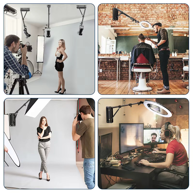 SYNZZUR 22 Zoll LED-Ringlicht Set mit Wandmontage 54/69 Zoll, dreieckigem Galgenarm und kabelloser Fernbedienung, einstellbare Farbtemperatur 3000-6500K - Bild 2