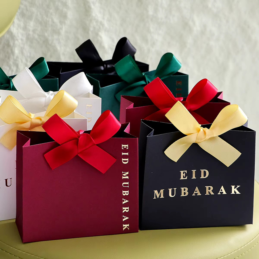 5-teilige Eid Geschenkbox aus Papier mit Schleifenbändern und exklusiver Verpackung in Weiß und Mehrfarbig für Süßigkeiten, Kekse oder Schmuck - Bild 4