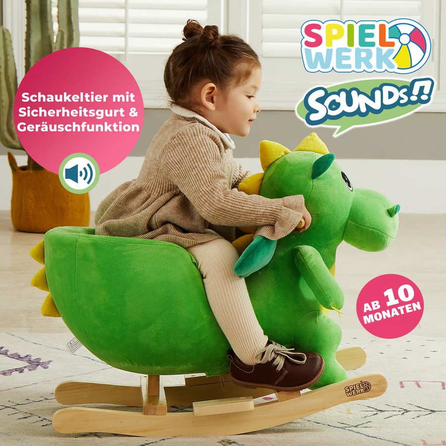 Deuba Schaukeltier Dino Grün mit Sicherheitsgurt - Bild 2
