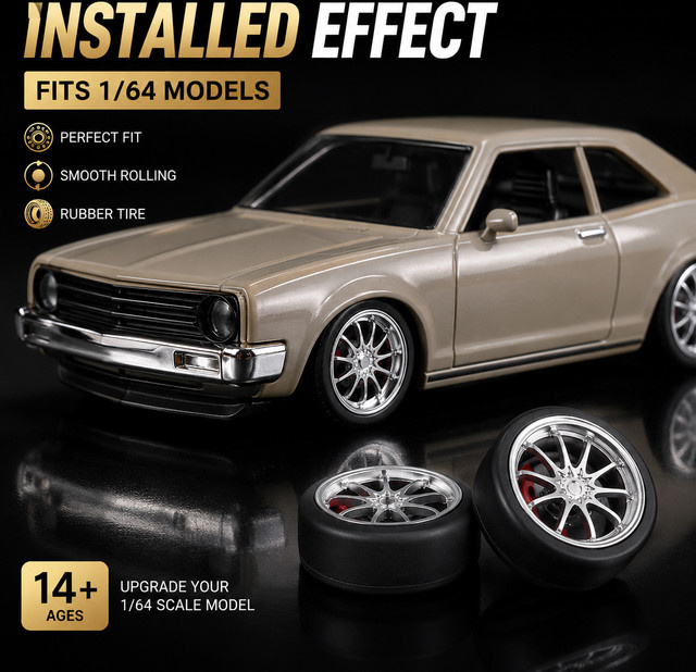 X-Scale Kugellager-Räder, Gummireifen, Metallfelgen, für Modellautos - Bild 1