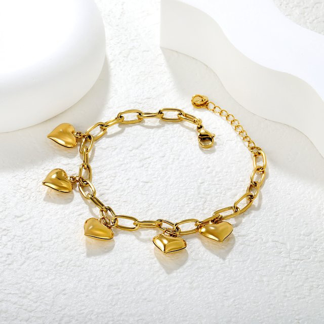 LUXUSTEEL Armband Edelstahl, Herz-Anhänger, Gold, Mädchen - Bild 1