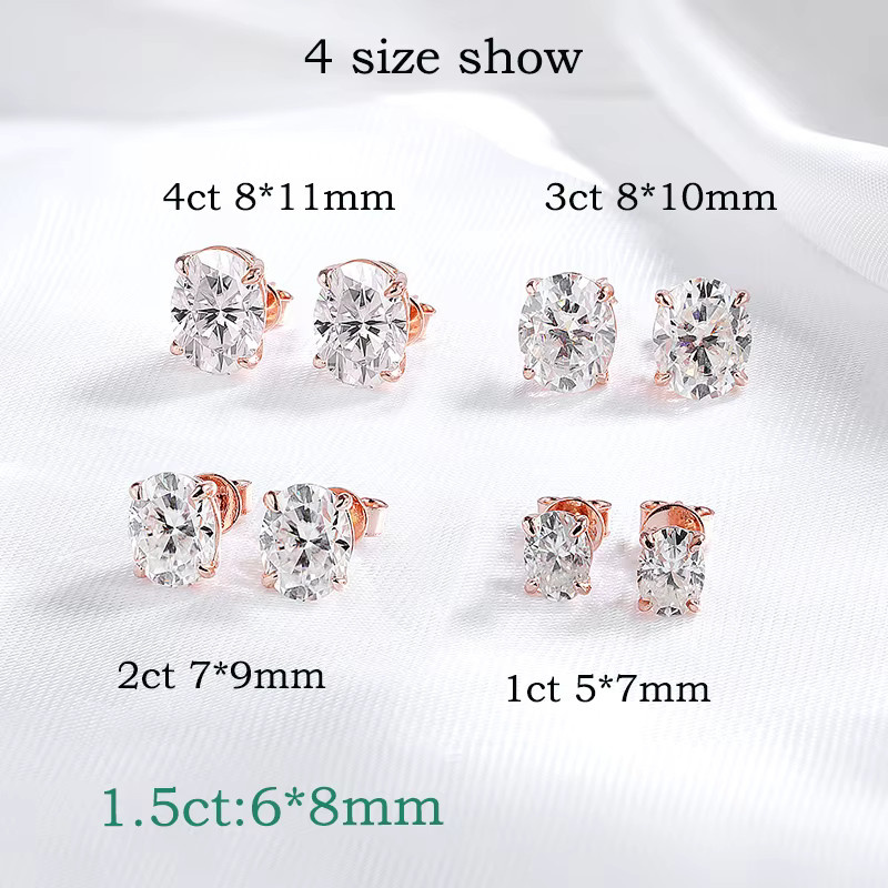 Smyoue Ohrstecker, 925 Silber, Roségold, Moissanit, Damen - Bild 2
