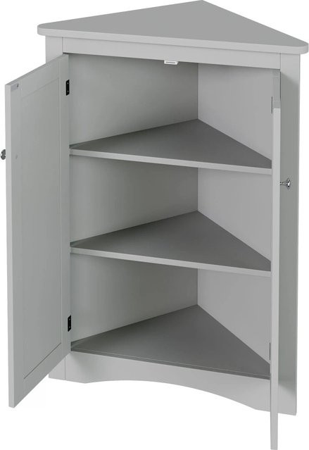 okwish Eckschrank mit 2 Türen und 3 Ebenen in Grau, moderner Dreiecksschrank mit Lackoberfläche, B/T/H: 61,5 x 34,5 x 90 cm - Bild 1