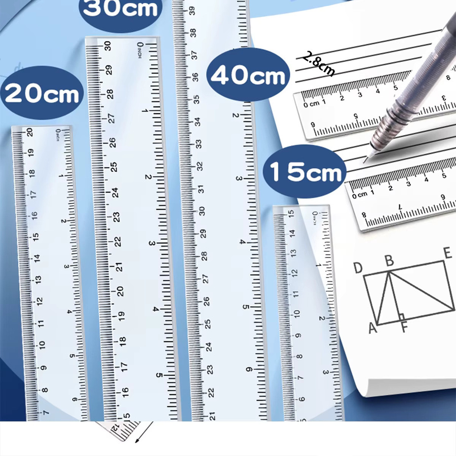 Transparentes Kunststofflineal in Blau für Schule und Büro, Breite: 15 cm, Breite: 20 cm, Breite: 30 cm - Bild 2