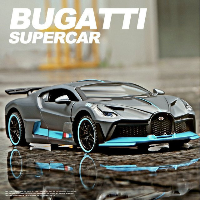 Bugatti Renn Auto, Modell, Metall, 1:32, Grau - Bild 1