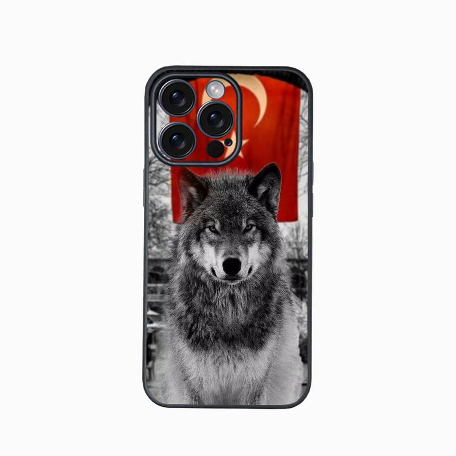 Apple iPhone Handyhülle Türkische Bozkurt Grey Wol Protect Plating für iPhone 11 12 13 14 15 16 Pro Max Plus in Grau - Bild 4