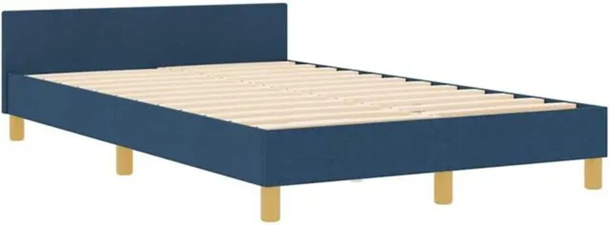 Modernes Polsterbett mit Kopfteil von vidaXL in Blau aus Stoff und Holz, B/T/H: 120 x 200 cm - Bild 1