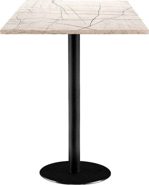 RestooTab Stehtisch Rome quadratisch in Stein-Optik, Platte wollweiß/grau/marmoriert, Gestell schwarz, B/T/H: 60 x 60 x 113 cm - Bild 1