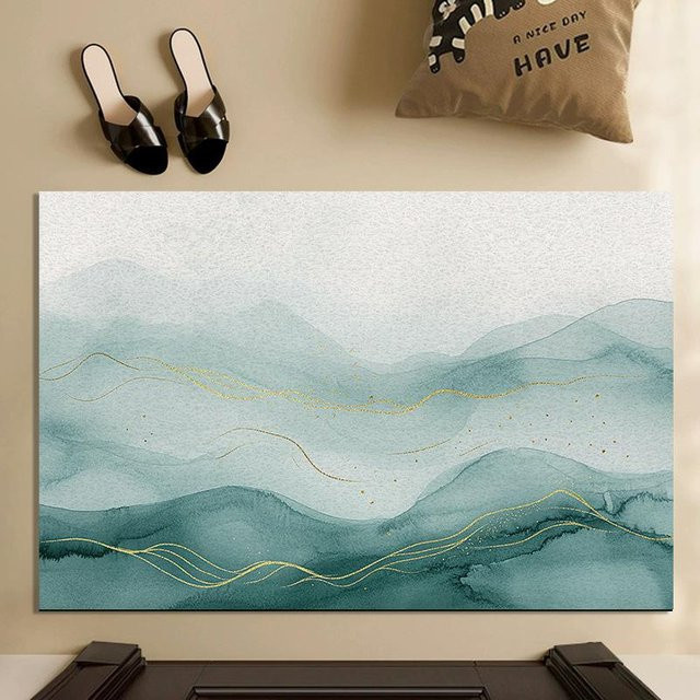 Rutschfeste und schmutzabweisende Fußmatte aus Polyester in Blau, B/B: 40 x 60 cm - Bild 1