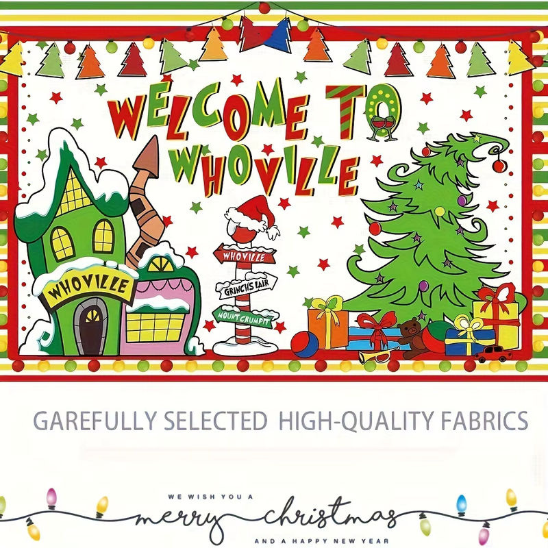 Weihnachtshintergrund Whoville in Weiß als rechteckige Textil-Dekoration - Bild 5