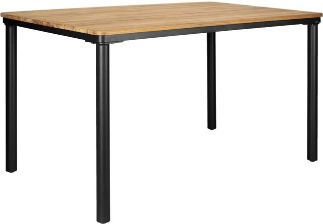 VEGA Outdoor-Teaktisch Zolia rechteckig mit brauner Platte und schwarzem Gestell, B/T/H: 80 x 130 x 76 cm - Bild 1