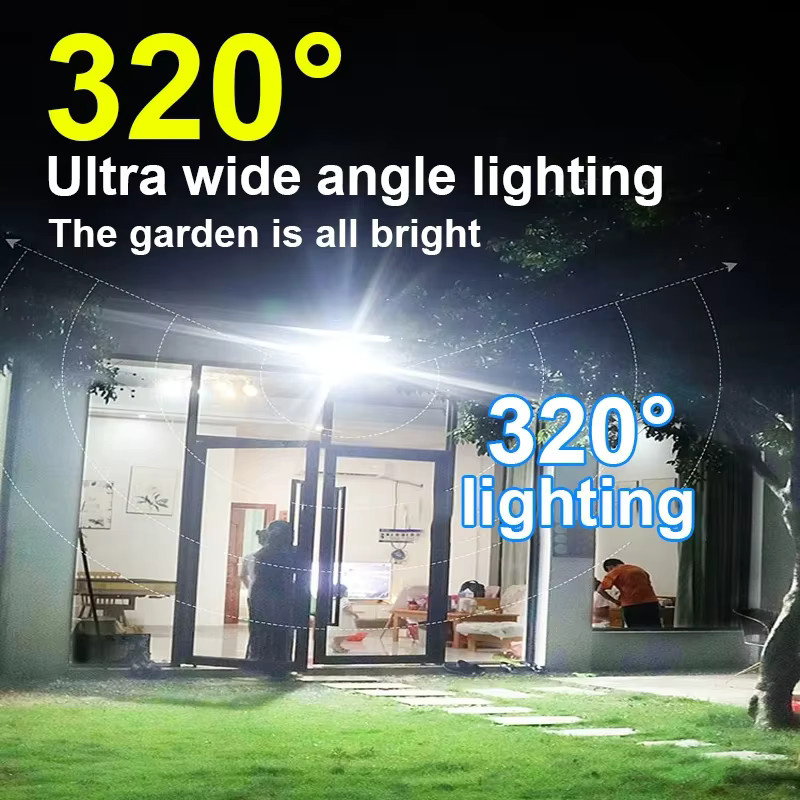 ZHIYU Solarlampe für den Außenbereich mit Bewegungsmelder, 8000LM Solarleuchte in Schwarz für Garten und Hauswand, Kaltweiß - Bild 2