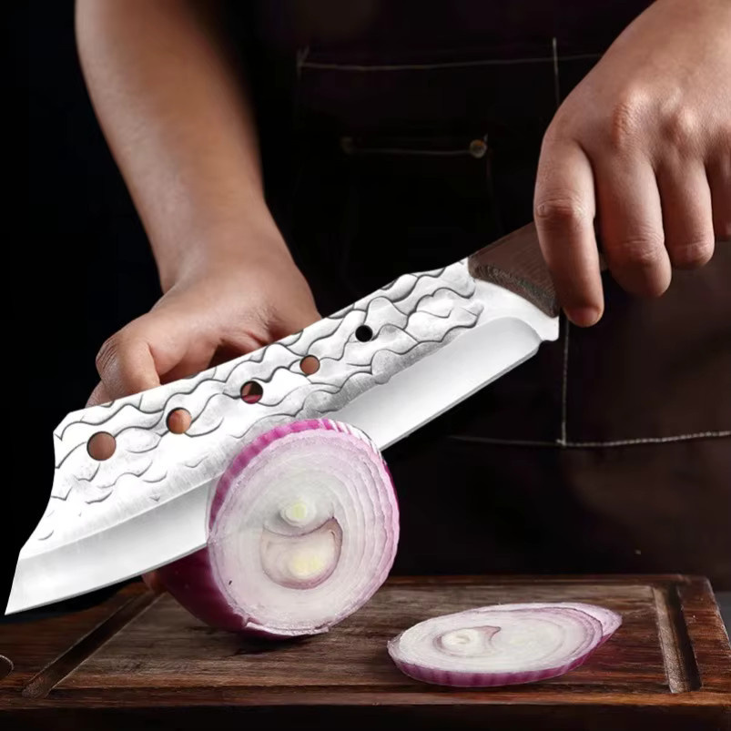 InLeung Schmiedemesser mit Holzgriff und Schutzhülle, silbernes Fleischhackmesser und Cleaver für Fleisch und Gemüse - Bild 2