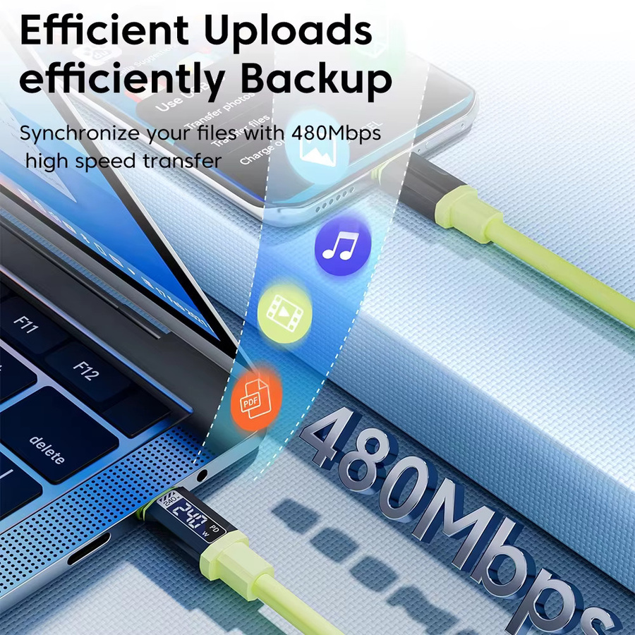 NNBILI 3er-Set USB-C auf USB-C Schnellladekabel mit 240W PD Power Delivery, grün - Bild 3