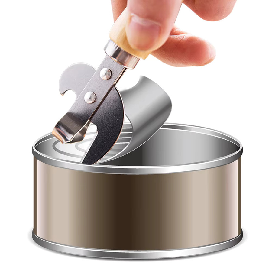 Qiilu Multifunktionaler Dosenöffner aus Edelstahl in Silber als tragbarer manueller Deckelentferner für Gläser und Kanister - Bild 4