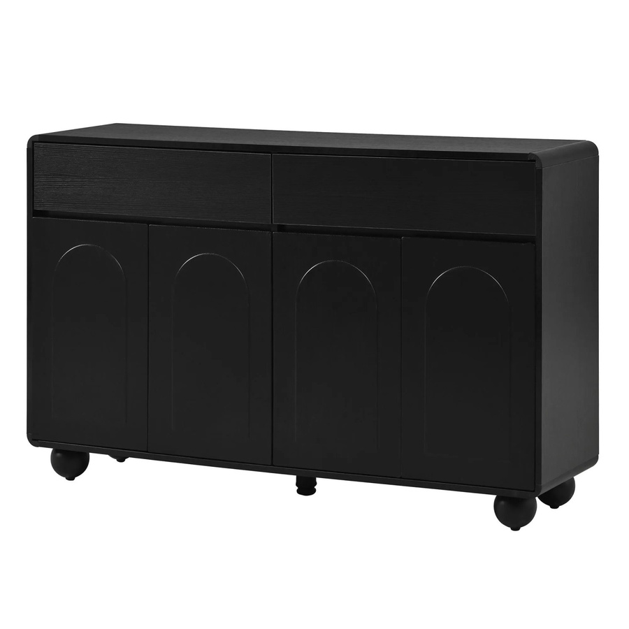 Merax Sideboard mit geschwungenen Türen in Schwarz aus MDF und Metall - Bild 2