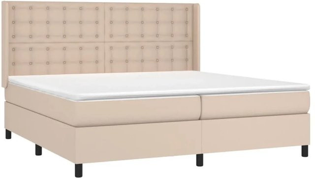 vidaXL Boxspringbett Hybrid mit Taschenfederkern in Braun und Beige, B/T/H: 200 x 200 x 118 cm - Bild 1