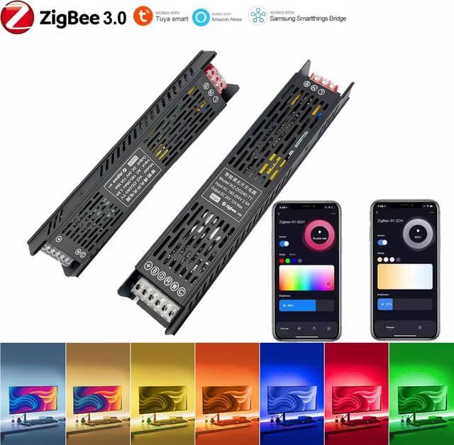 YSRSAI Zigbee 3.0 LED Netzteil 120W DC24V Dimmbarer LED-Treiber in Schwarz für CCT/RGBCCT LED-Streifen, kompatibel mit Alexa und Google Home - Bild 1