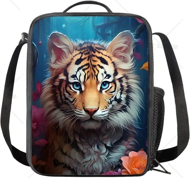 Isolierte Lunchbox mit 3D-Tierdruck von Fancy Style Studio, thermische Kühltasche mit Schultergurt, grau/mehrfarbig - Bild 1